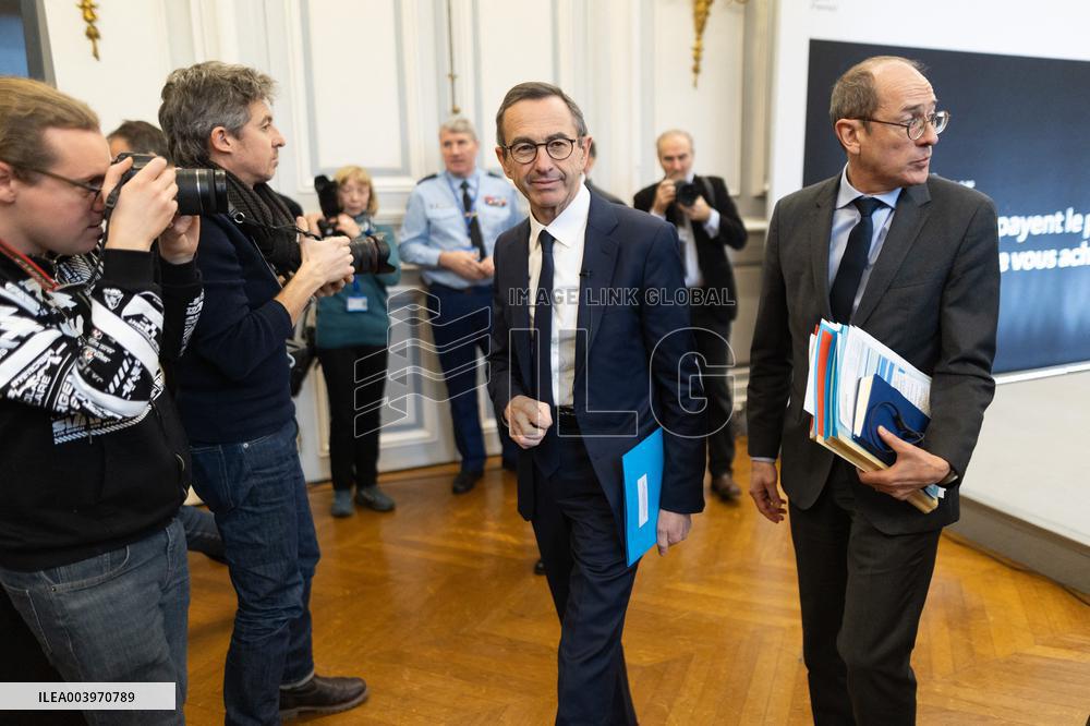 Bruno Retailleau gives a press conference to present a campaign against narcobanditism - Paris RL