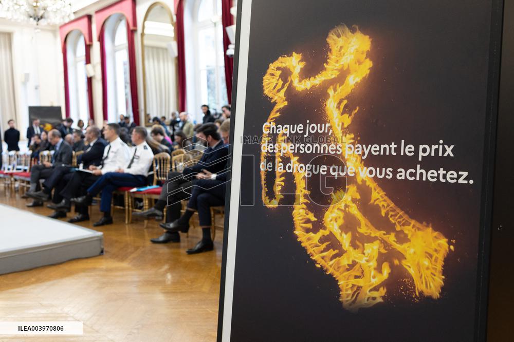 Bruno Retailleau gives a press conference to present a campaign against narcobanditism - Paris RL