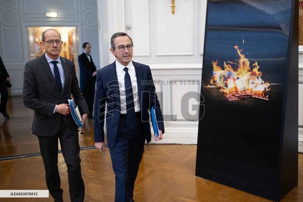 Bruno Retailleau gives a press conference to present a campaign against narcobanditism - Paris RL