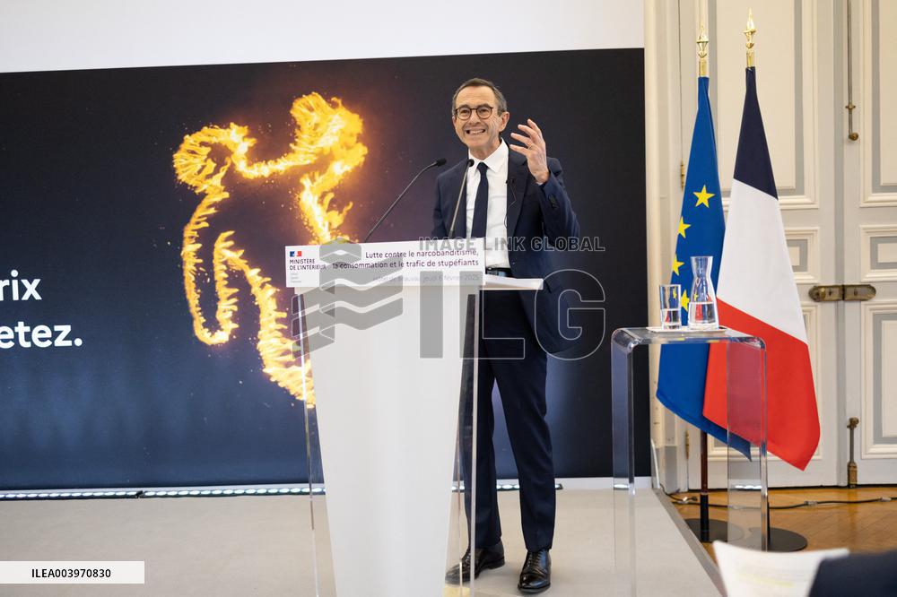 Bruno Retailleau gives a press conference to present a campaign against narcobanditism - Paris RL
