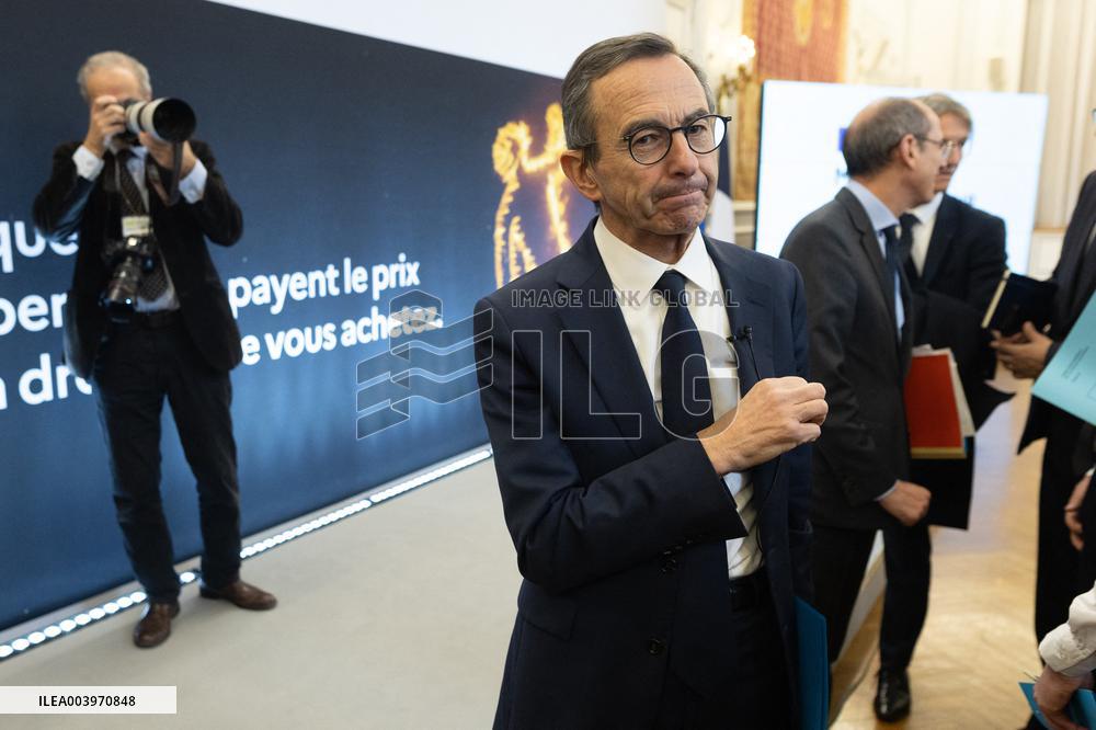 Bruno Retailleau gives a press conference to present a campaign against narcobanditism - Paris RL