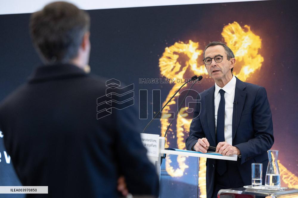 Bruno Retailleau gives a press conference to present a campaign against narcobanditism - Paris RL