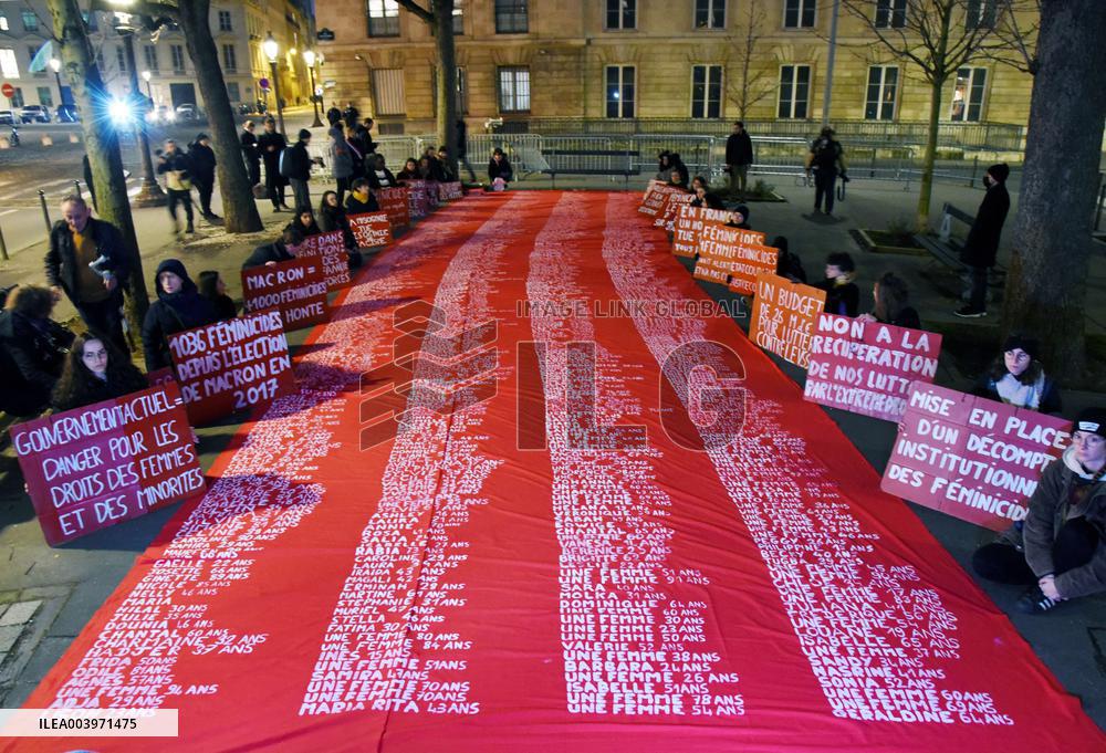 Protest Against Feminicides at French National Assembly - Paris