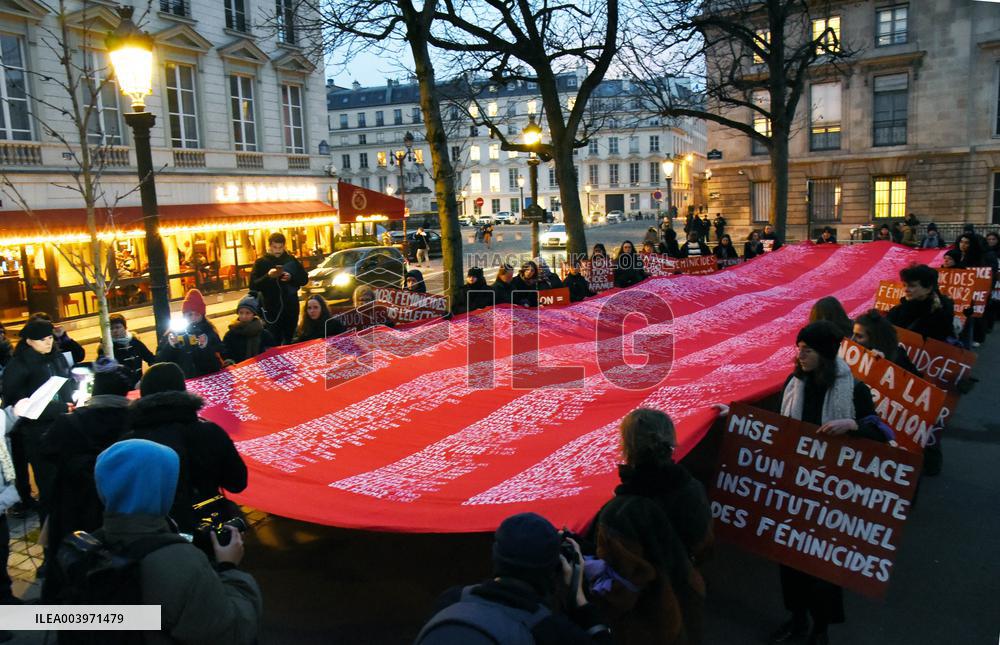 Protest Against Feminicides at French National Assembly - Paris