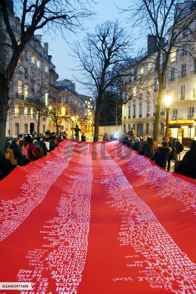 Protest Against Feminicides at French National Assembly - Paris