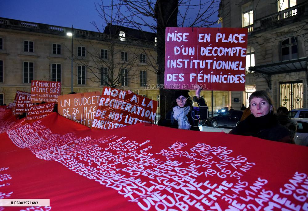 Protest Against Feminicides at French National Assembly - Paris