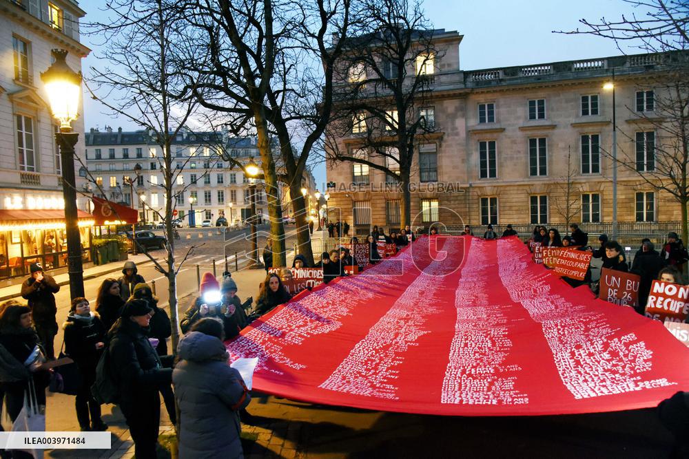 Protest Against Feminicides at French National Assembly - Paris