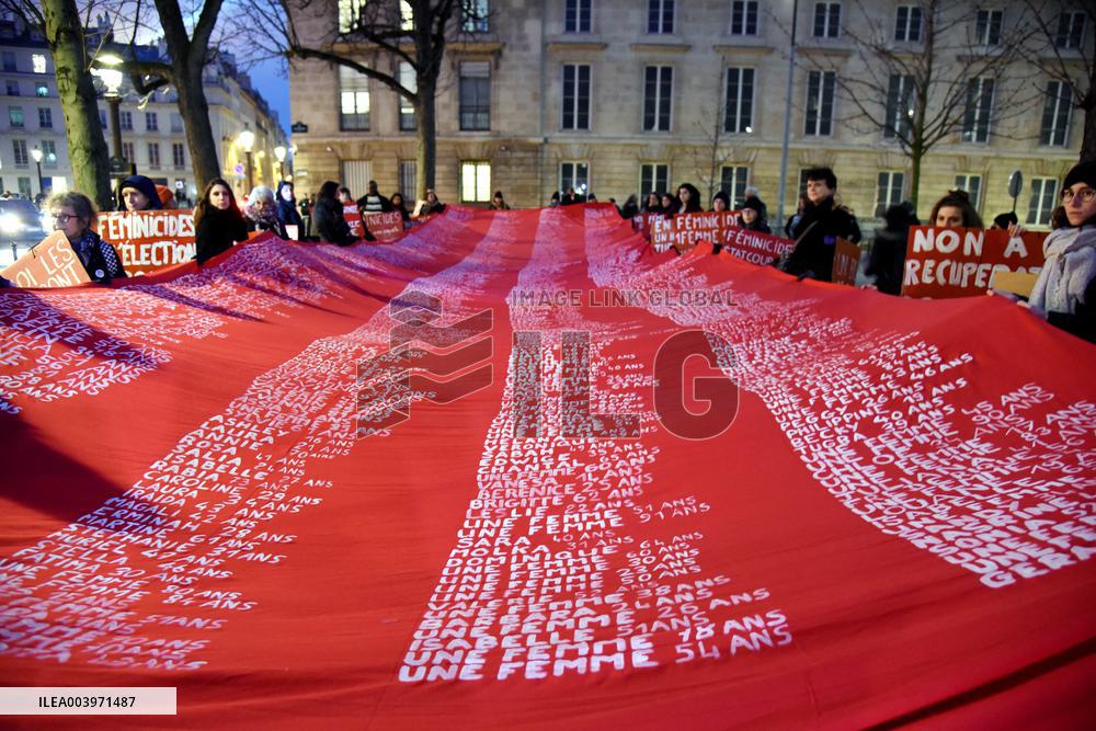 Protest Against Feminicides at French National Assembly - Paris