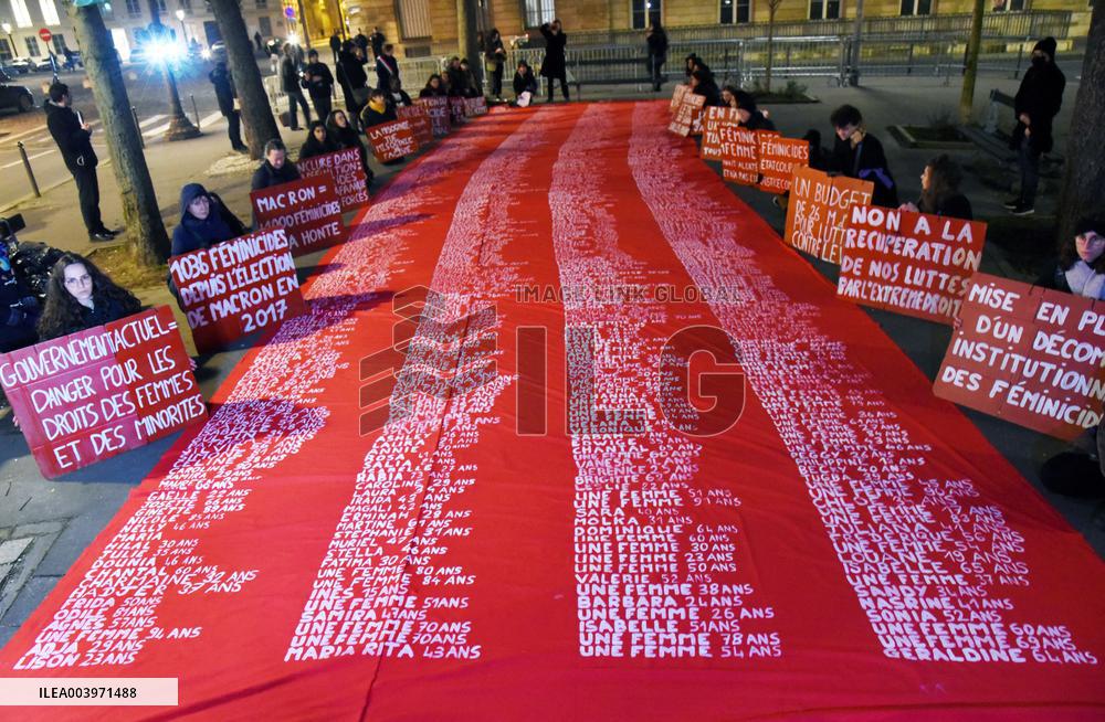 Protest Against Feminicides at French National Assembly - Paris