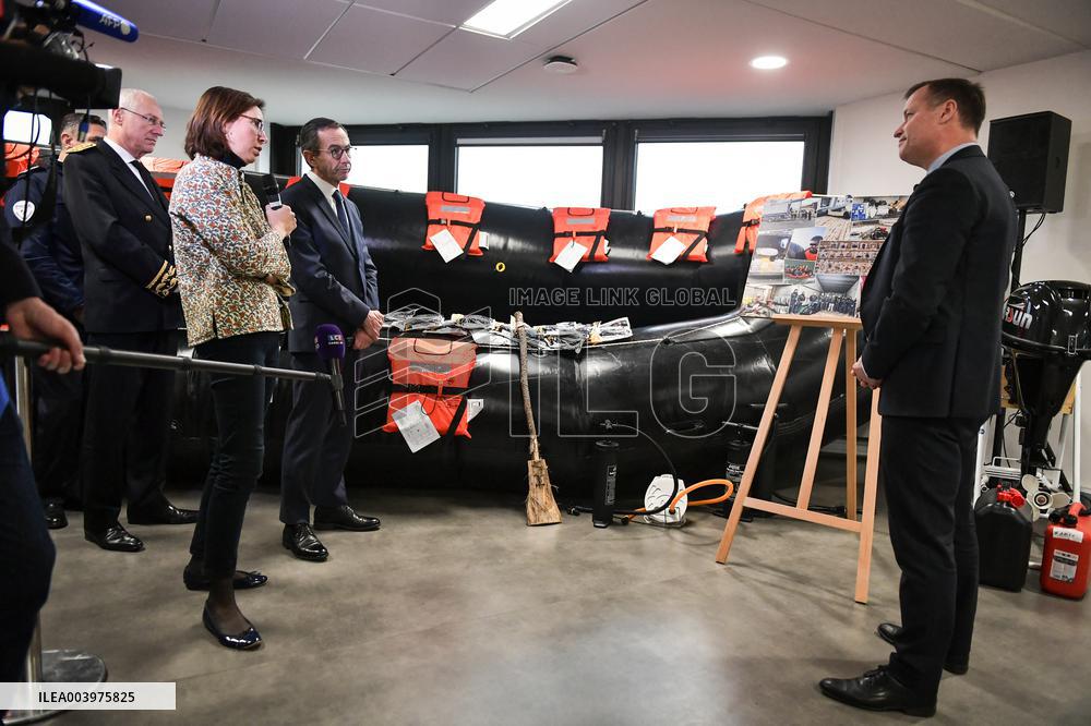 Bruno Retailleau visits premises of the Office for Combating the Smuggling of Migrants in Lognes FA