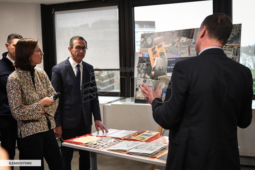 Bruno Retailleau visits premises of the Office for Combating the Smuggling of Migrants in Lognes FA