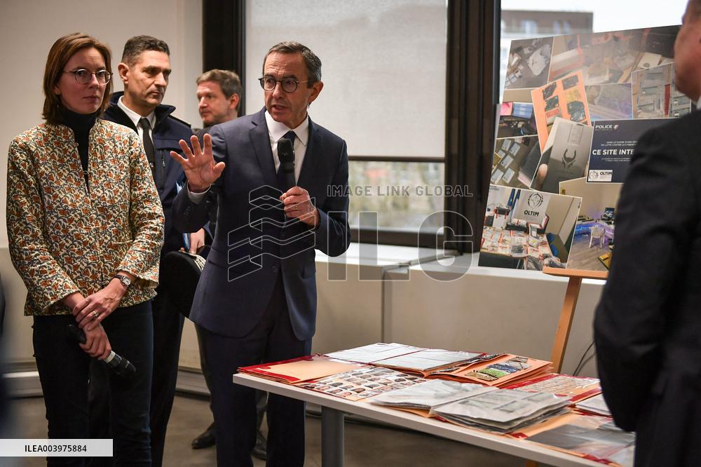 Bruno Retailleau visits premises of the Office for Combating the Smuggling of Migrants in Lognes FA