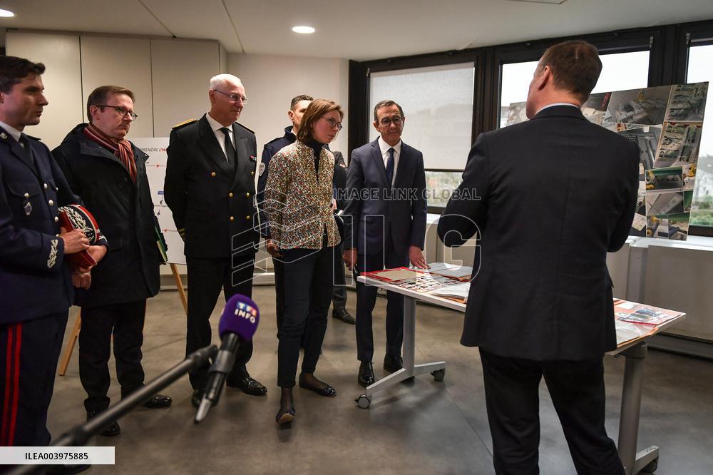 Bruno Retailleau visits premises of the Office for Combating the Smuggling of Migrants in Lognes FA