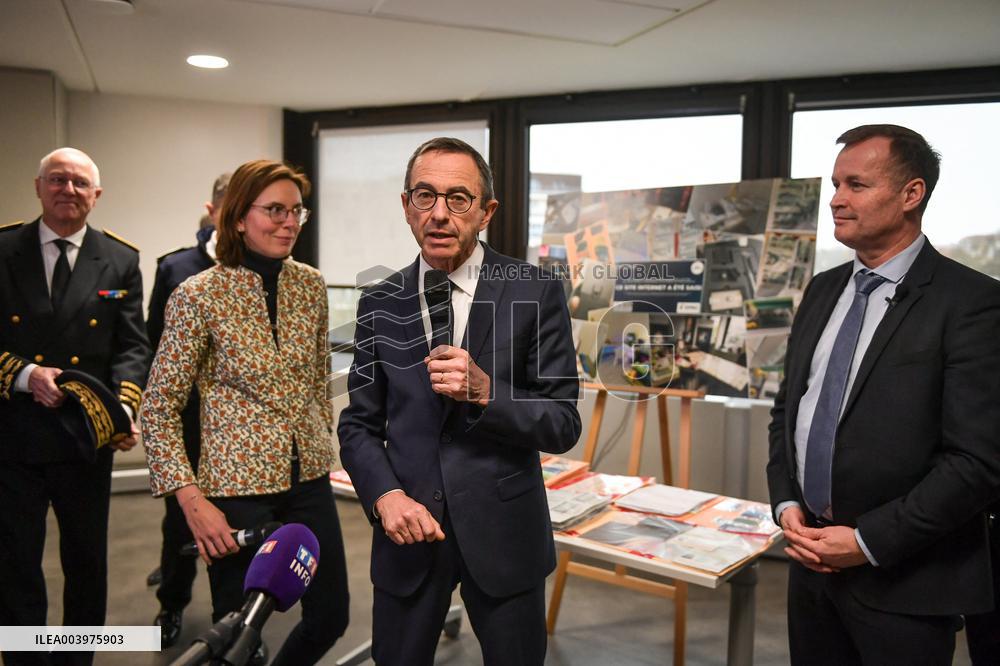 Bruno Retailleau visits premises of the Office for Combating the Smuggling of Migrants in Lognes FA