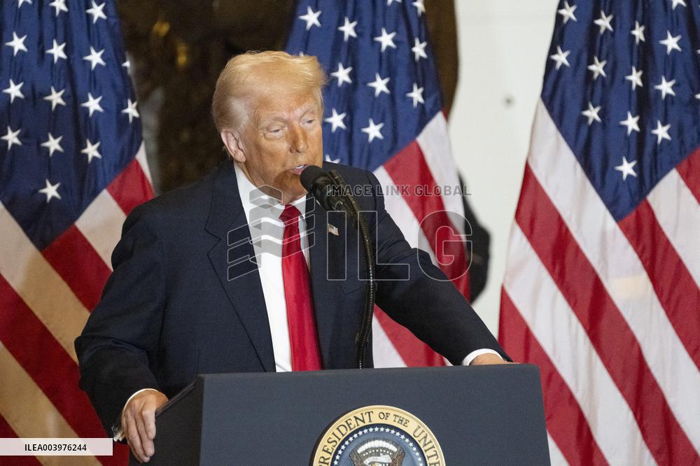 Trump Attends the National Prayer Breakfast in Statuary Hall in the US Capitol