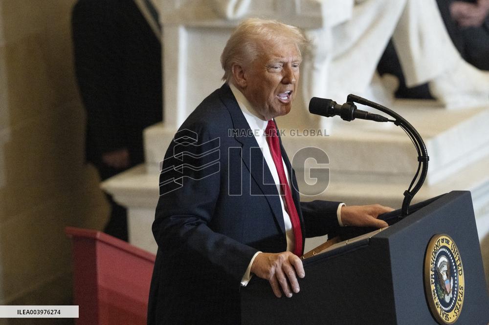 Trump Attends the National Prayer Breakfast in Statuary Hall in the US Capitol