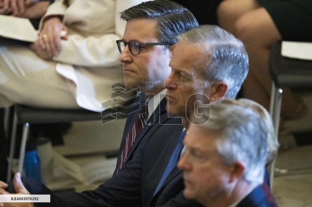 Trump Attends the National Prayer Breakfast in Statuary Hall in the US Capitol