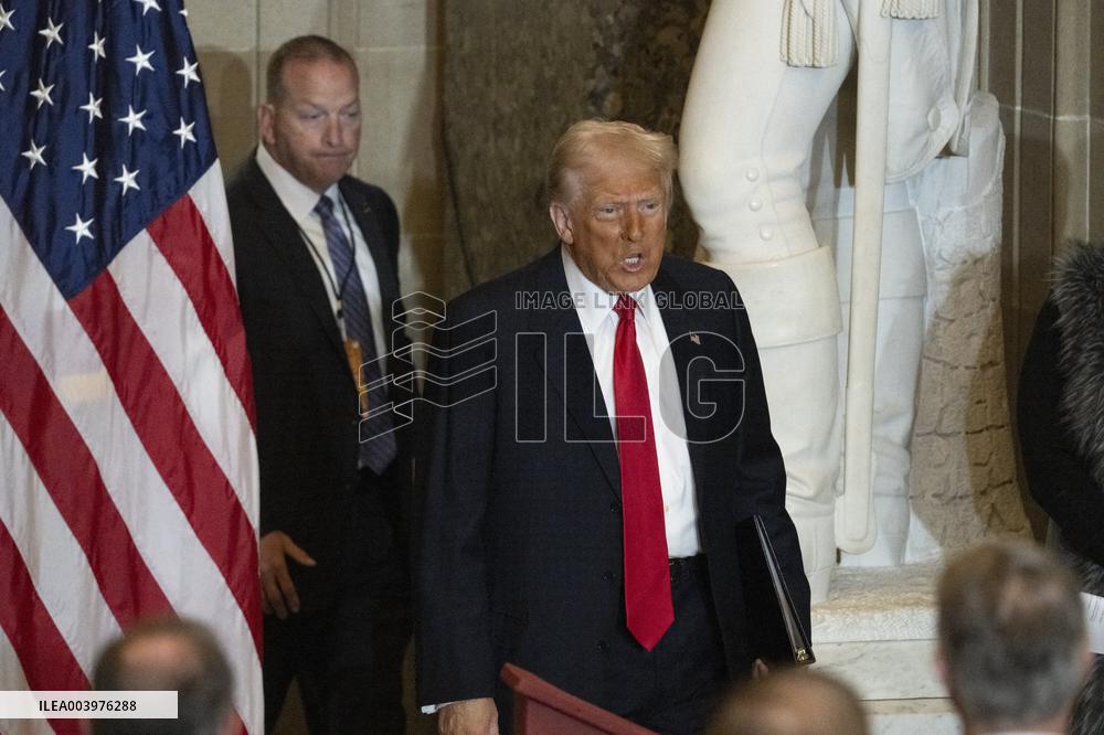 Trump Attends the National Prayer Breakfast in Statuary Hall in the US Capitol