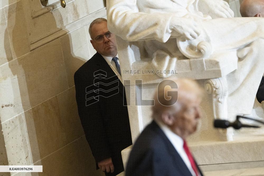 Trump Attends the National Prayer Breakfast in Statuary Hall in the US Capitol