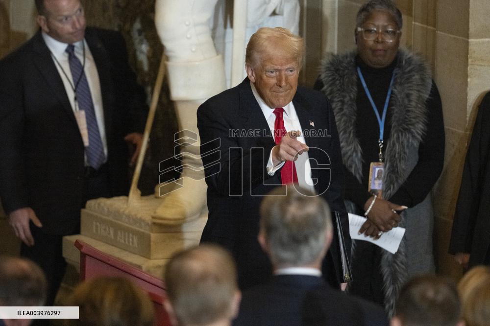 Trump Attends the National Prayer Breakfast in Statuary Hall in the US Capitol