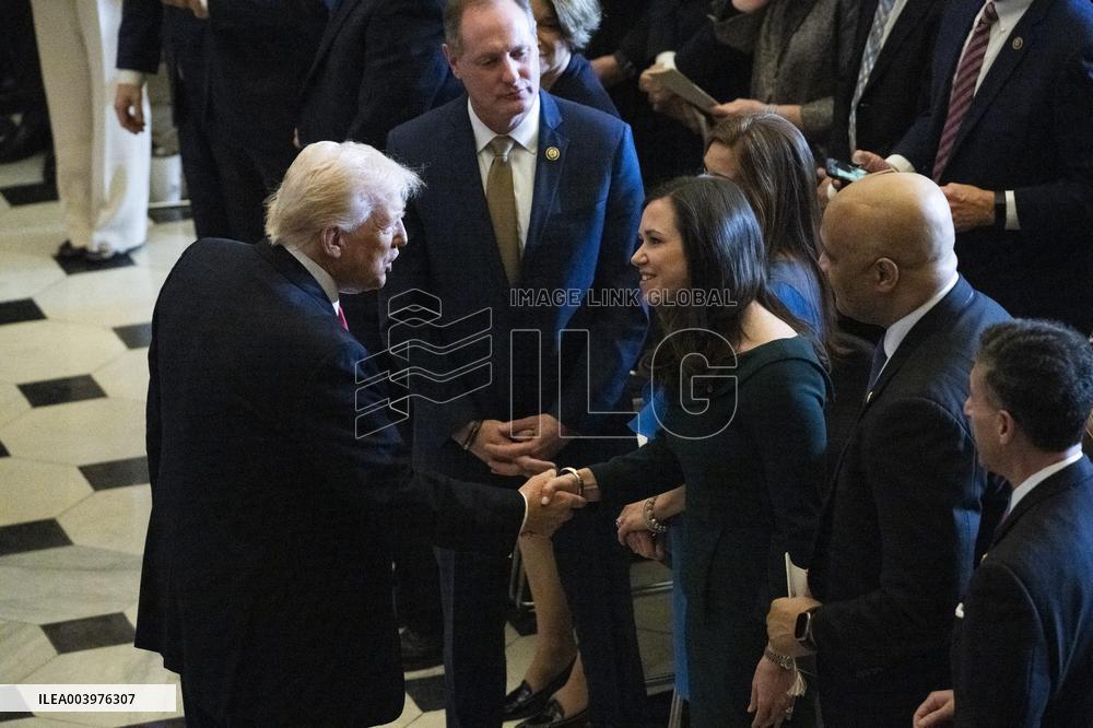 Trump Attends the National Prayer Breakfast in Statuary Hall in the US Capitol