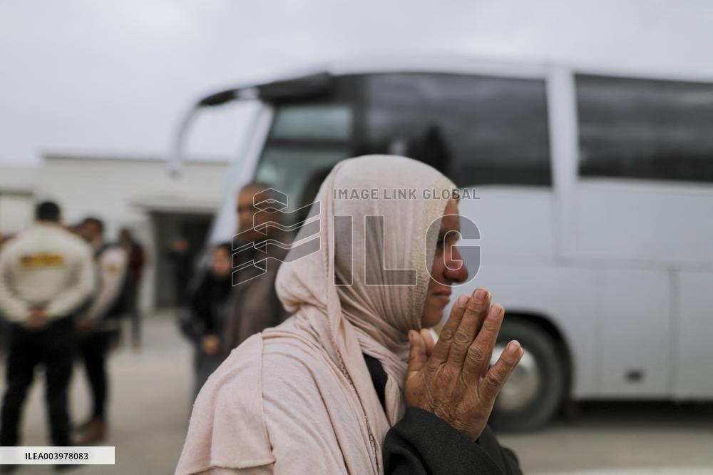 Gazan patients await to travel through the Rafah border crossing