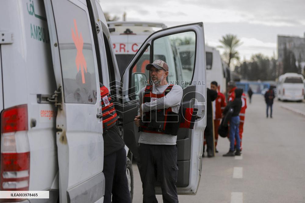 Gazan patients await to travel through the Rafah border crossing