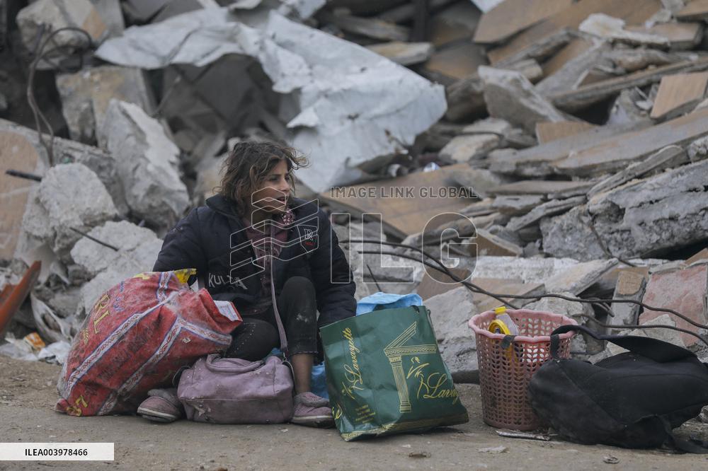 Rubble and debris cover the streets Jabalia - Gaza Strip
