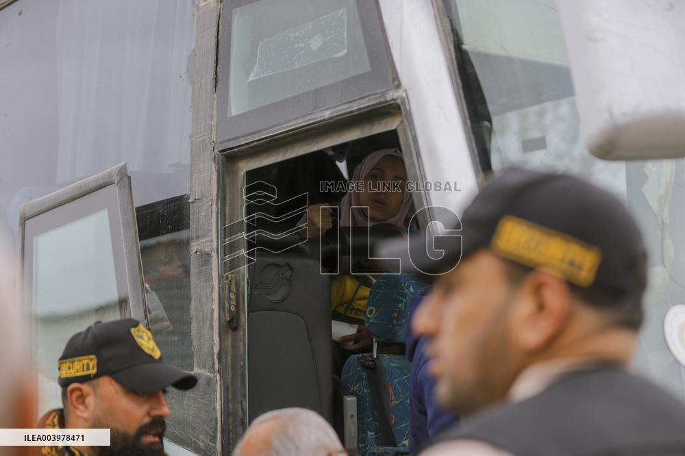 Gazan patients await to travel through the Rafah border crossing