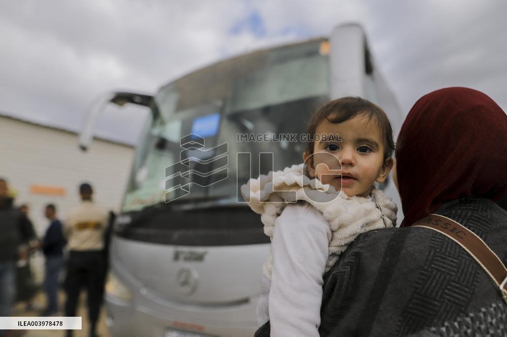 Gazan patients await to travel through the Rafah border crossing
