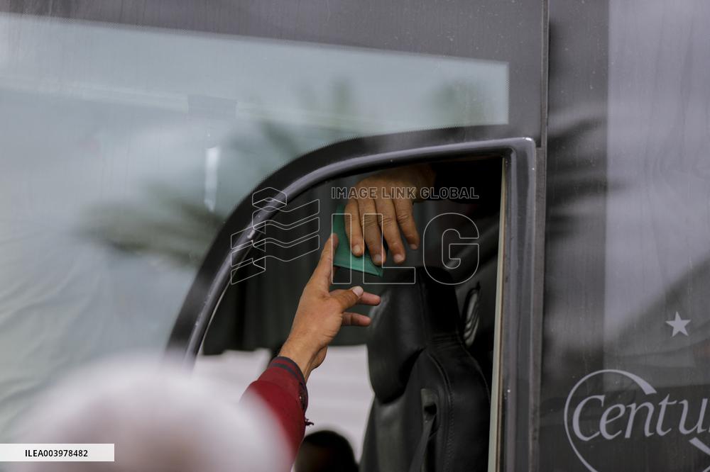 Gazan patients await to travel through the Rafah border crossing