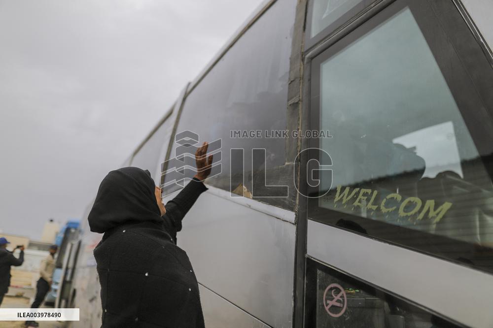Gazan patients await to travel through the Rafah border crossing