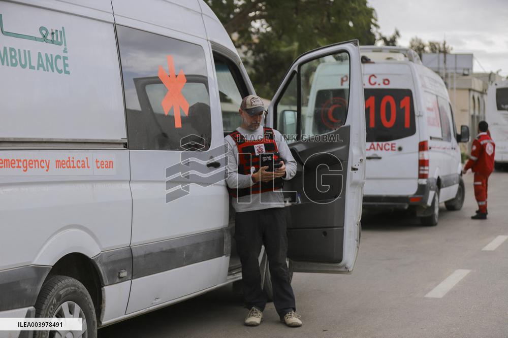 Gazan patients await to travel through the Rafah border crossing