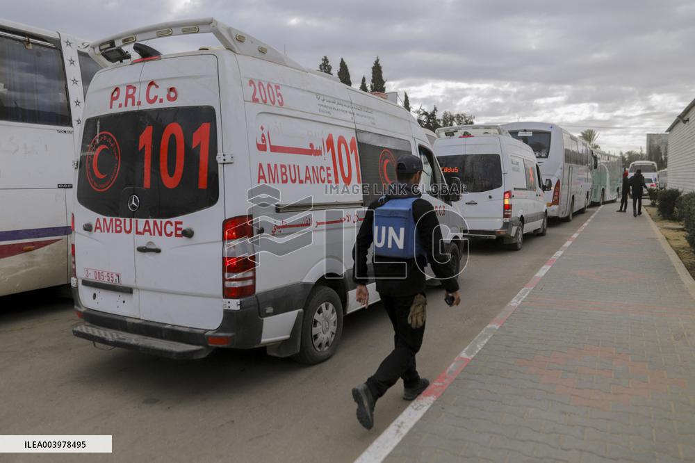 Gazan patients await to travel through the Rafah border crossing