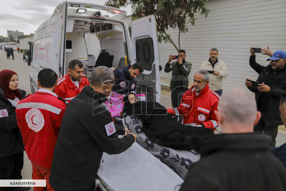 Gazan patients await to travel through the Rafah border crossing