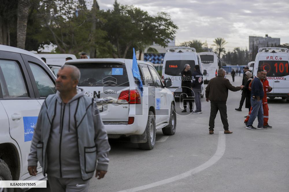 Gazan patients await to travel through the Rafah border crossing
