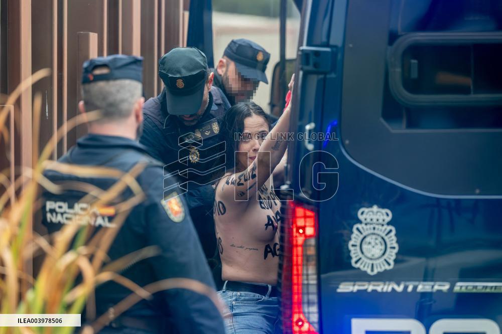A Femen Activist Arrested At The Patriots Summit - Madrid