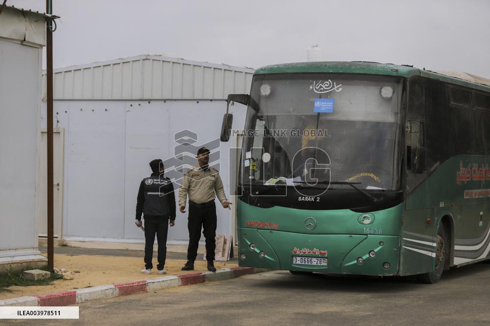 Gazan patients await to travel through the Rafah border crossing
