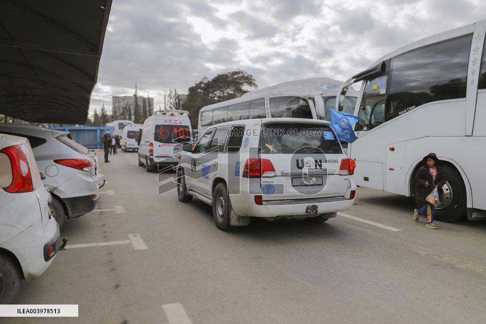 Gazan patients await to travel through the Rafah border crossing