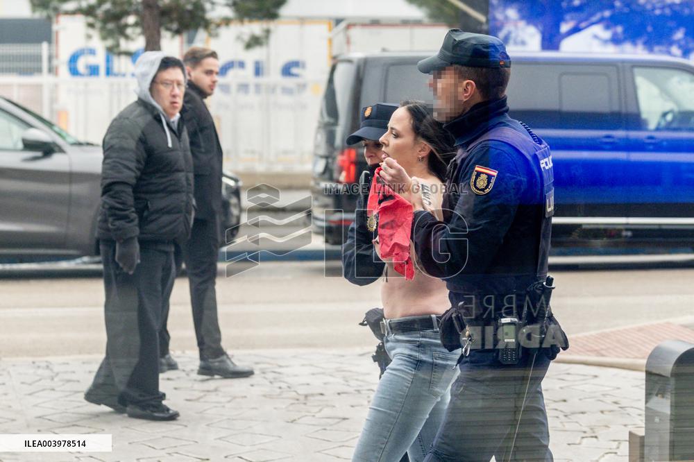 A Femen Activist Arrested At The Patriots Summit - Madrid