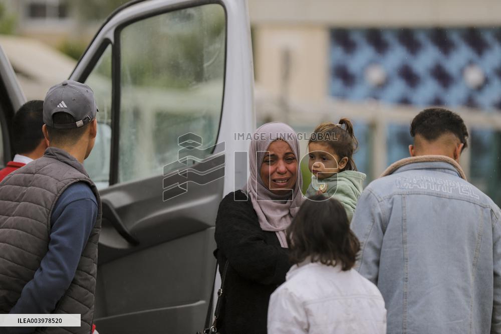 Gazan patients await to travel through the Rafah border crossing