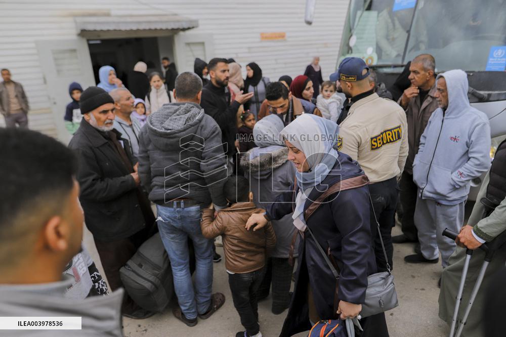 Gazan patients await to travel through the Rafah border crossing