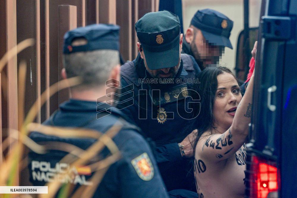 A Femen Activist Arrested At The Patriots Summit - Madrid