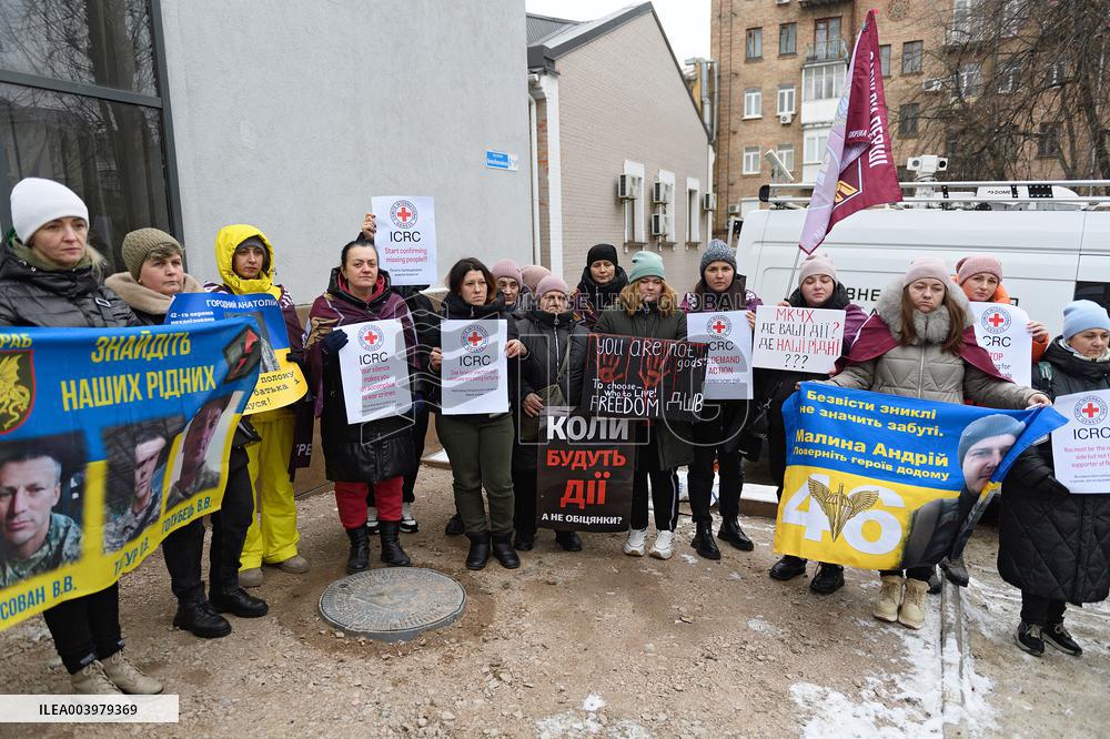Rally outside Red Cross headquarters in Kyiv