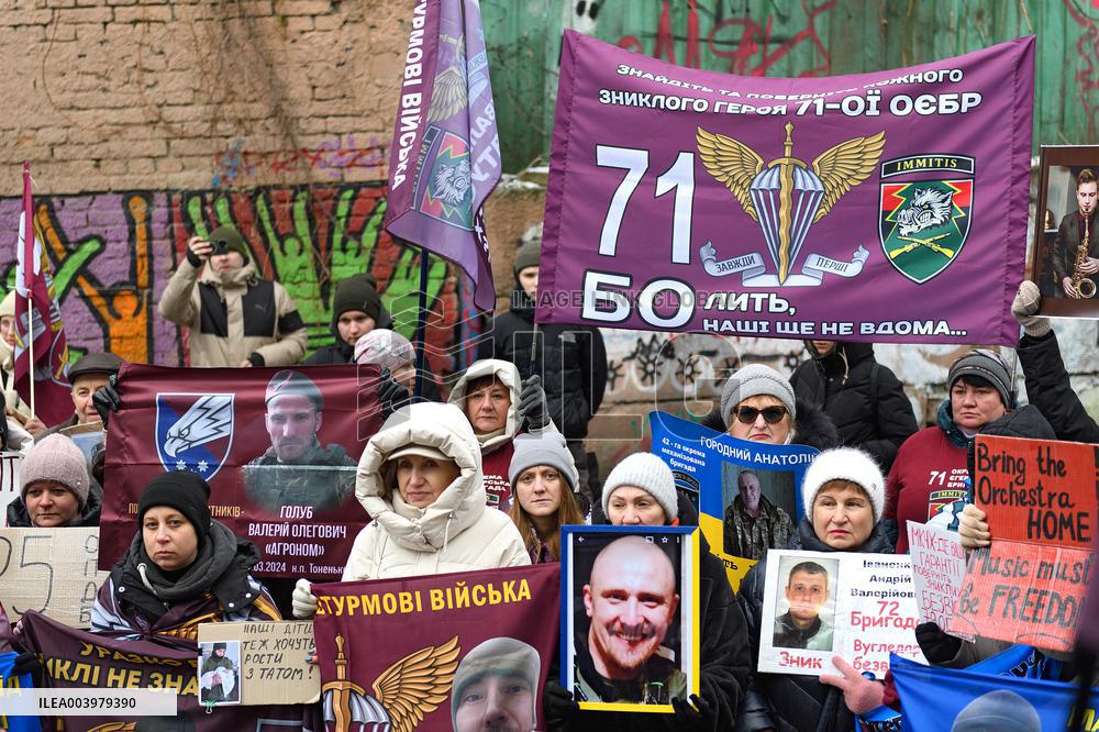 Rally outside Red Cross headquarters in Kyiv