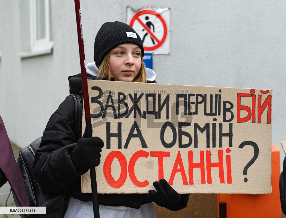 Rally outside Red Cross headquarters in Kyiv