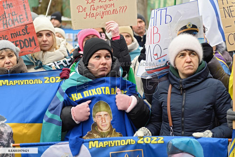 Rally outside Red Cross headquarters in Kyiv