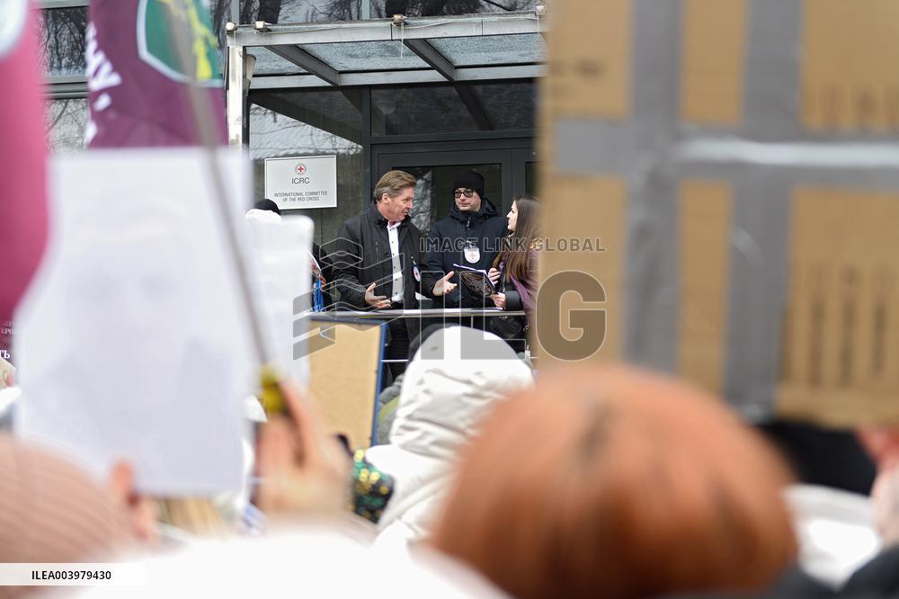 Rally outside Red Cross headquarters in Kyiv