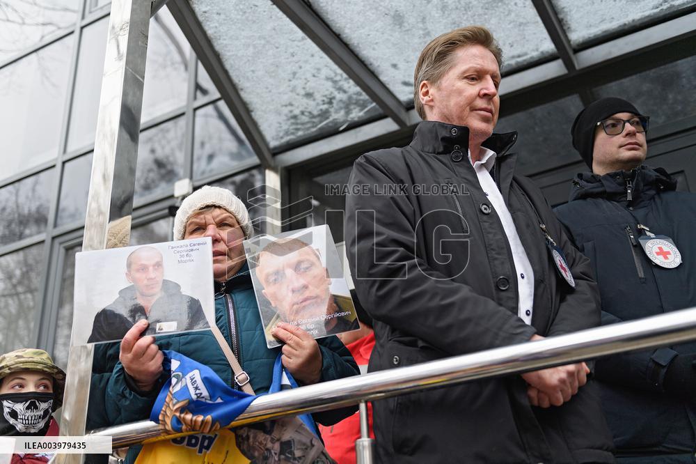 Rally outside Red Cross headquarters in Kyiv