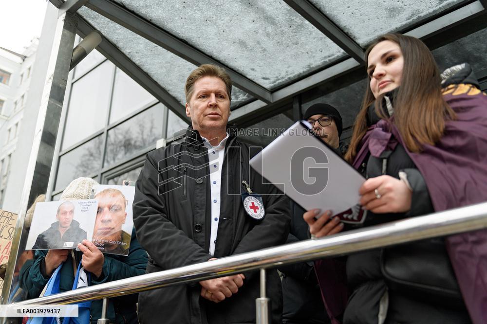 Rally outside Red Cross headquarters in Kyiv